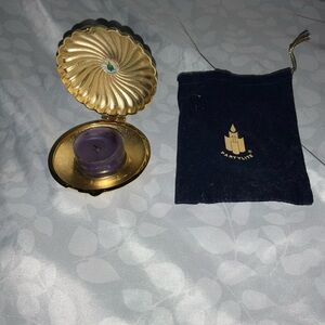 PARTYLITE Compact Gold Clam Shell Travel Tea Light Candle Holder Retired w/Bag